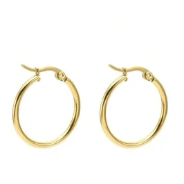 Argola Tubo Lisa Fina  M Folheada em Ouro 18k