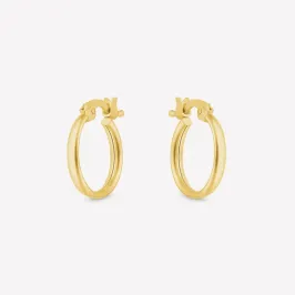 Argola Tubo Lisa Fina  PP Folheada em Ouro 18k