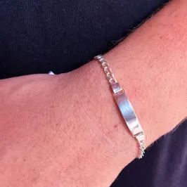 PULSEIRA CORRENTE GROUMET COM PLACA PRATA 5.5G