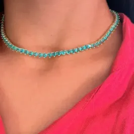CHOCKER RIVIERA CORAÇÃO VERDE ESMERALDA FOLHEADA EM OURO 18K