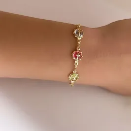 PULSEIRA INFANTIL 03 ZIRCÔNIAS COLORIDAS