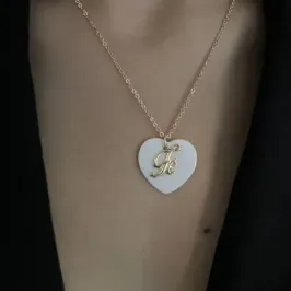 Colar Coração Madrepérola Fé Folheado a Ouro 18k