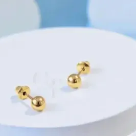 BRINCO BOLINHA DOURADA BANHADA 2MM OURO 18K