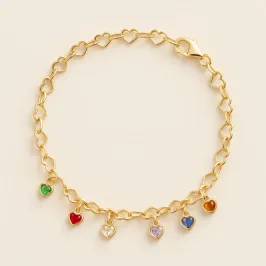 PULSEIRA  PINGENTE CORAÇÕES COLORIDOS