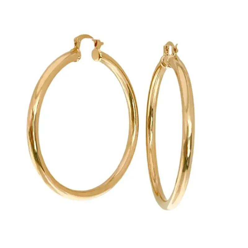 Argola Tubo Lisa G Folheada em Ouro 18k
