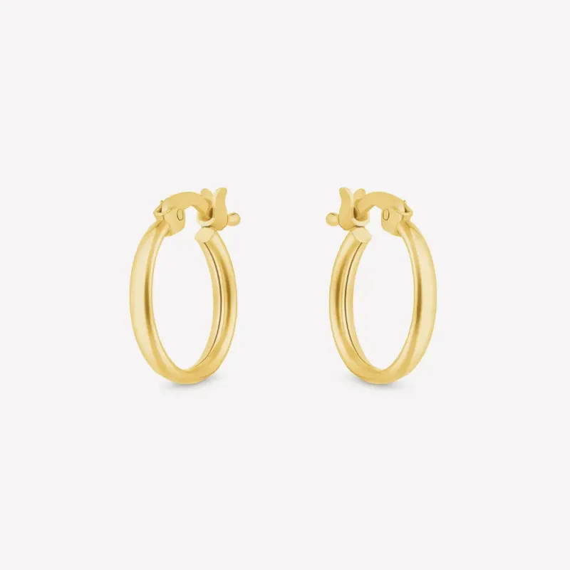 Argola Tubo Lisa Fina  PP Folheada em Ouro 18k