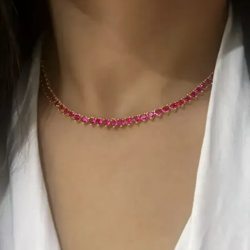 CHOCKER RIVIERA CORAÇÃO RUBI FOLHEADA EM OURO 18K