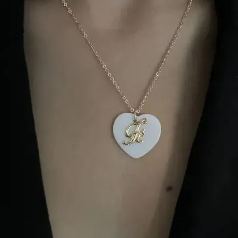Colar Coração Madrepérola Fé Folheado a Ouro 18k