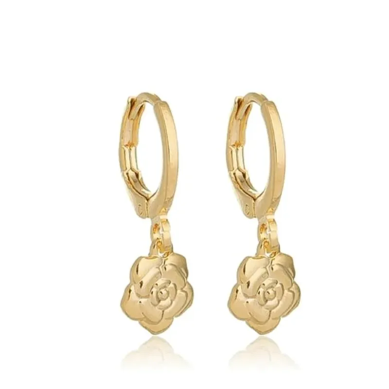 ARGOLINHA PINGENTE FLOR FOLHEADA EM OURO 18K