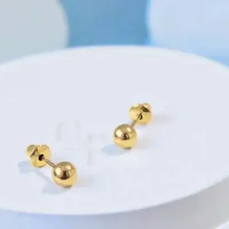 BRINCO BOLINHA DOURADA BANHADA 2MM OURO 18K