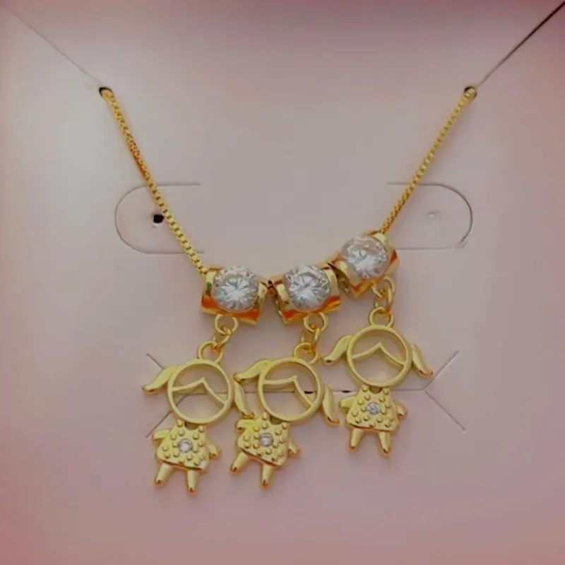 COLAR PEDRA ZIRCÔNIA 3 BONECAS