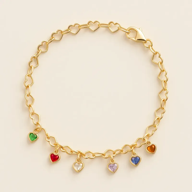 PULSEIRA  PINGENTE CORAÇÕES COLORIDOS