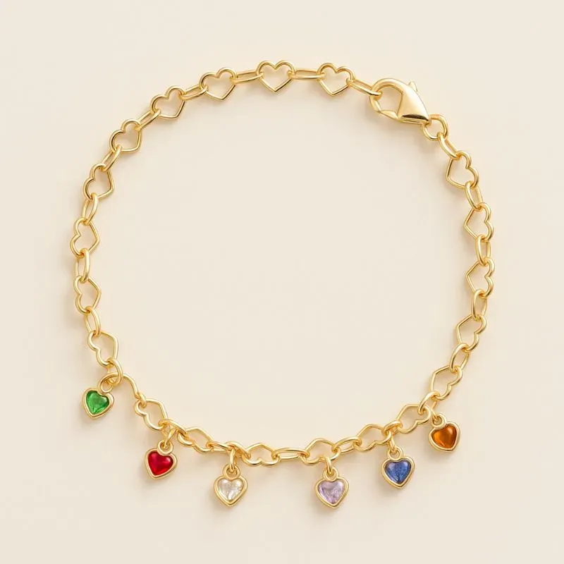 PULSEIRA  PINGENTE CORAÇÕES COLORIDOS