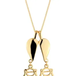 COLAR CORFAÇÃO DIVIDIDO COM DUAS BONECAS BANHADA EM OURO 18K COLAR CORFAÇÃO DIVIDIDO COM DUAS BONECAS BANHADA EM OURO 18K