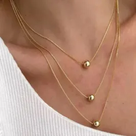 COLAR DUPLO COM ESFERA FOLHEADO EM OURO 18K COLAR DUPLO COM ESFERA FOLHEADO EM OURO 18K