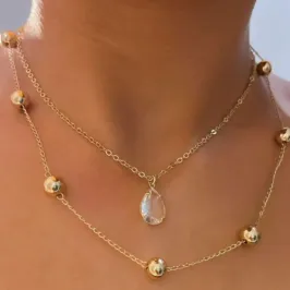 COLAR DUPLO GOTA ZIRCNIA COM ESFERAS COLAR DUPLO GOTA ZIRCNIA COM ESFERAS