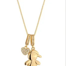 COLAR PINGENTE CORAÇÃO E BONECO COLAR PINGENTE CORAÇÃO E BONECO