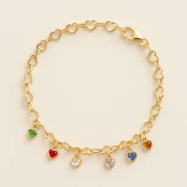 PULSEIRA  PINGENTE CORAÇÕES COLORIDOS PULSEIRA  PINGENTE CORAÇÕES COLORIDOS