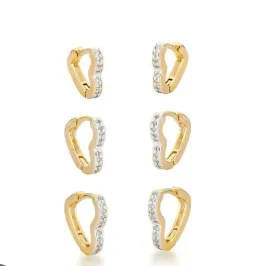 TRIO DE ARGOLA CORAÇÃO CRAVEJADA EM ZIRCÔNIA BANHADA EM OURO 18K TRIO DE ARGOLA CORAÇÃO CRAVEJADA EM ZIRCÔNIA BANHADA EM OURO 18K