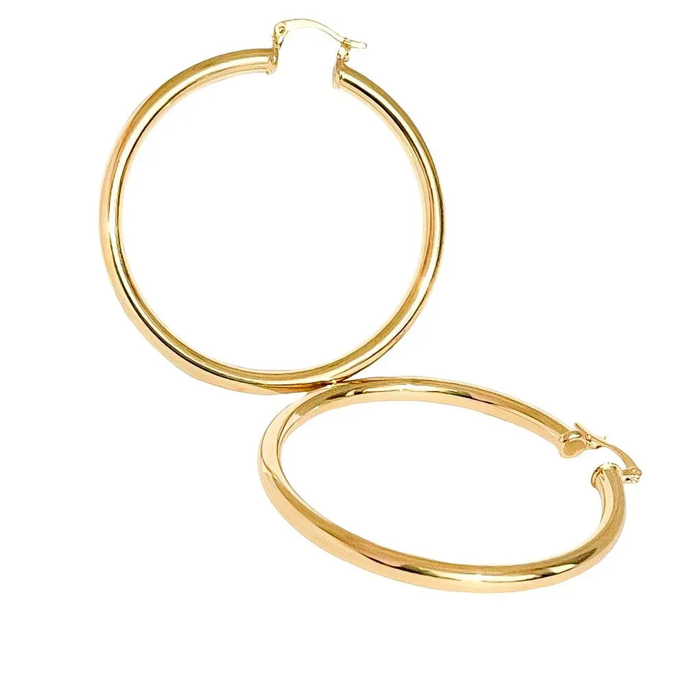 Argola Tubo Lisa G Folheada em Ouro 18k