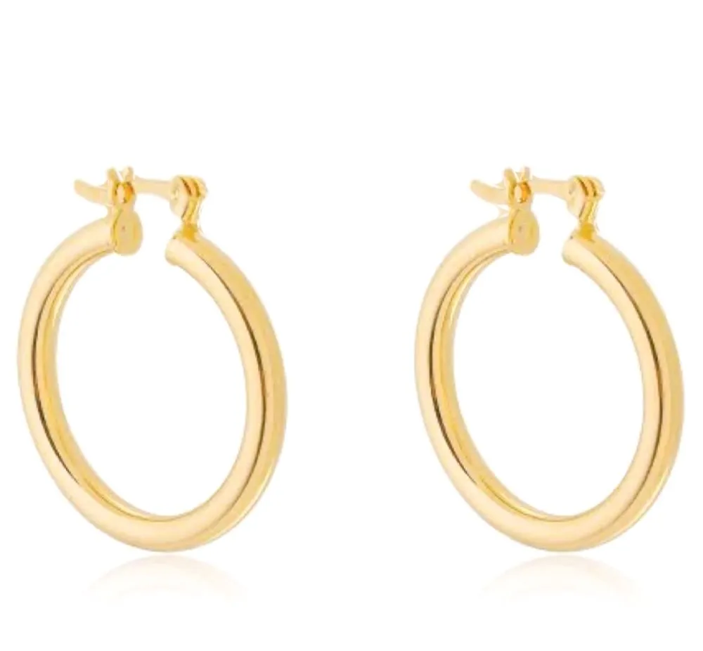 Argola Tubo Lisa M Folheada em Ouro 18k