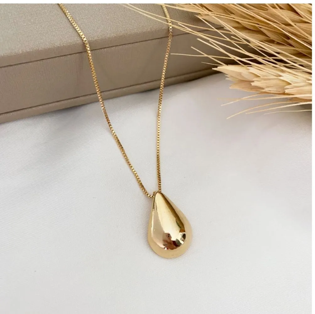 Colar Gota Lisa Banhado a Ouro 18k