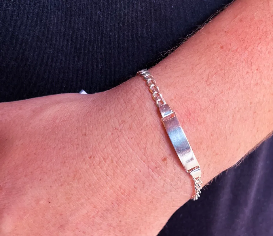 PULSEIRA CORRENTE GROUMET COM PLACA PRATA 5.5G