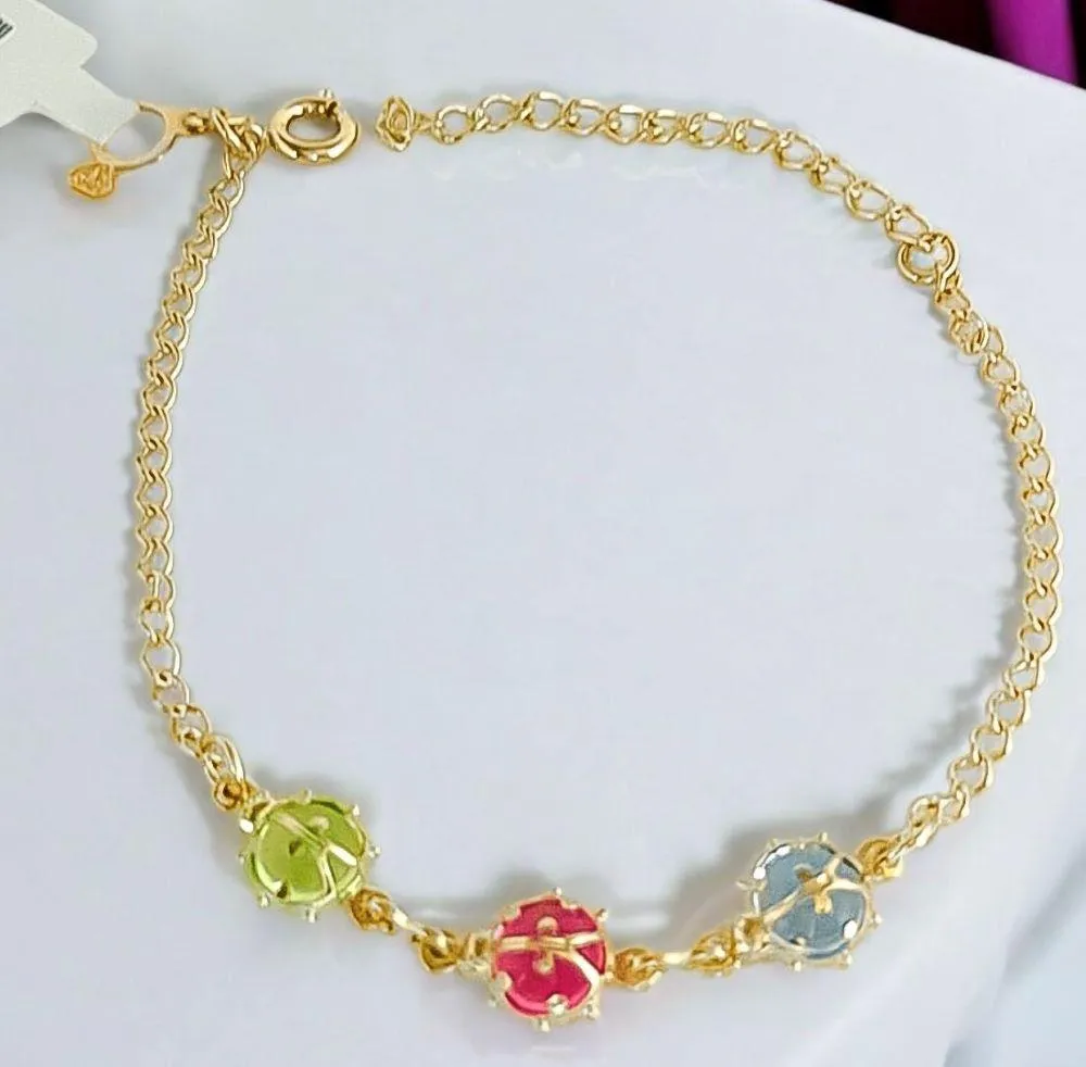 PULSEIRA INFANTIL 03 ZIRCÔNIAS COLORIDAS
