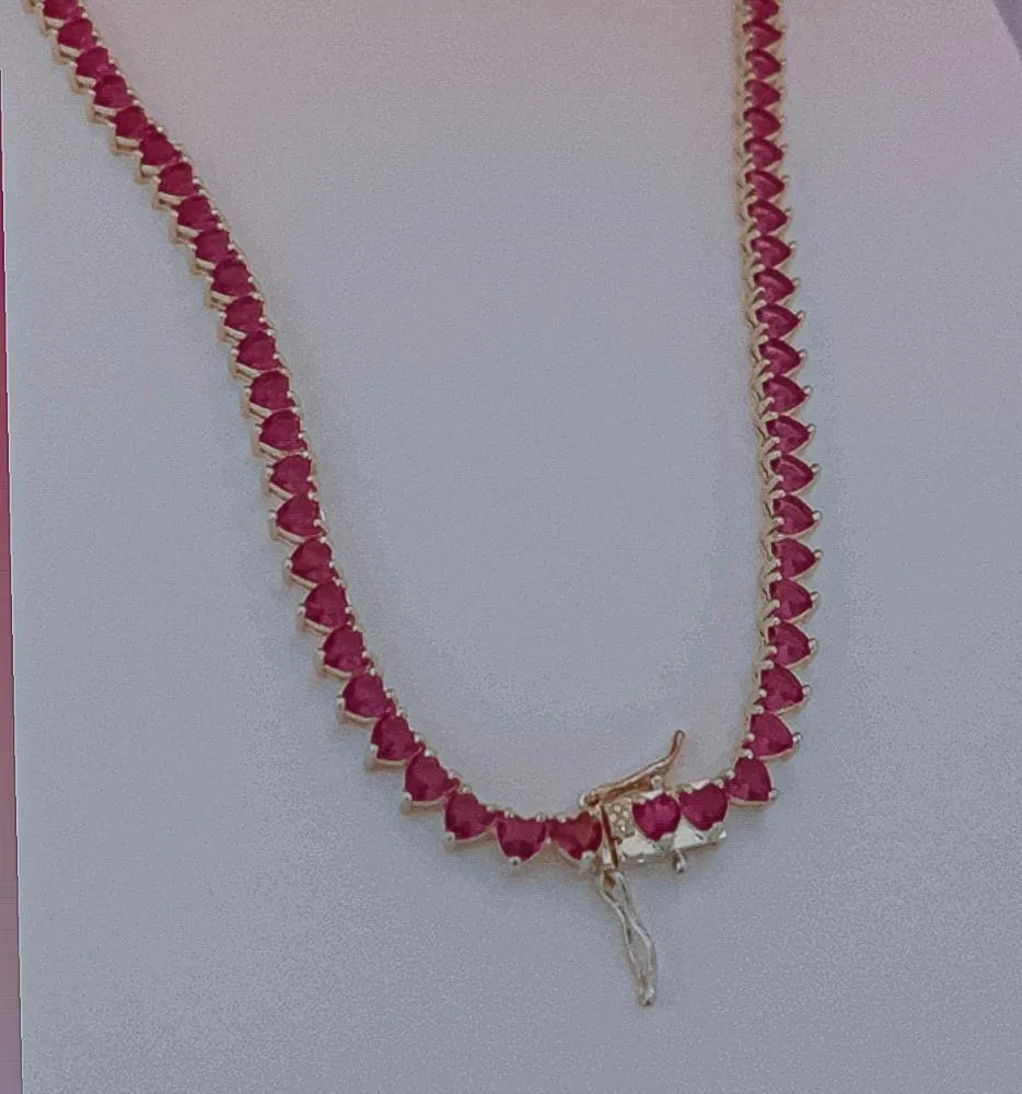 CHOCKER RIVIERA CORAÇÃO RUBI FOLHEADA EM OURO 18K