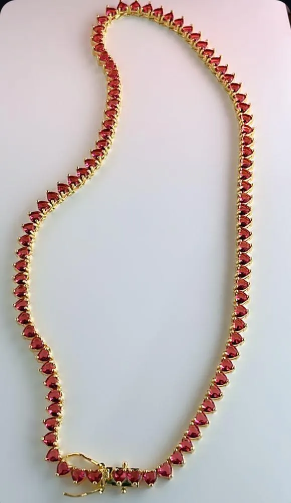 CHOCKER RIVIERA CORAÇÃO RUBI FOLHEADA EM OURO 18K
