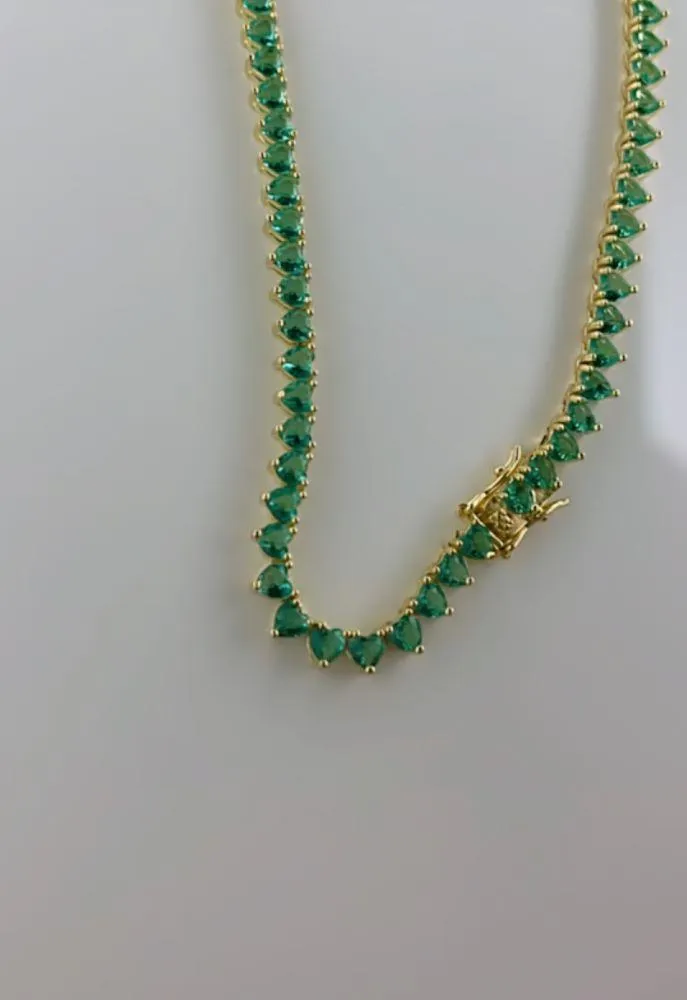 CHOCKER RIVIERA CORAÇÃO VERDE ESMERALDA FOLHEADA EM OURO 18K