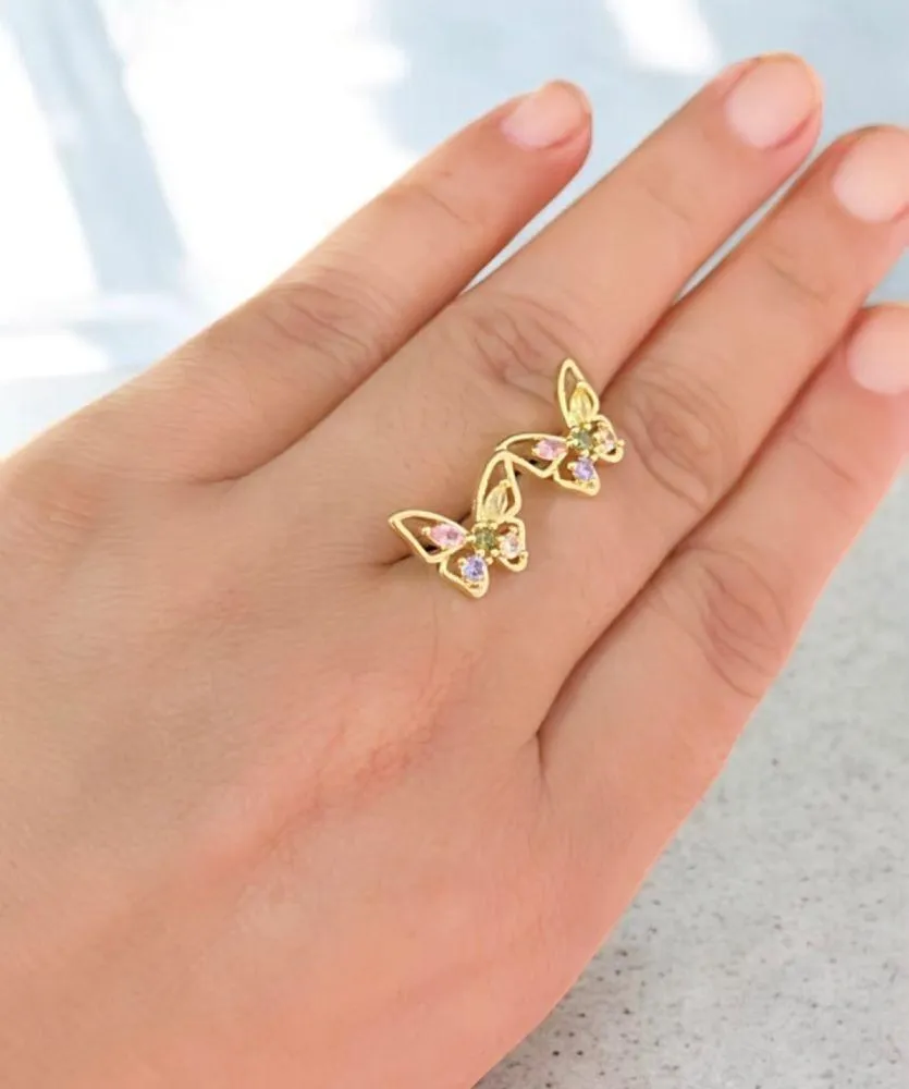 BRINCO BORBOLETA  COM  ZIRCÔNIA M FOLEADO EM OURO 18K