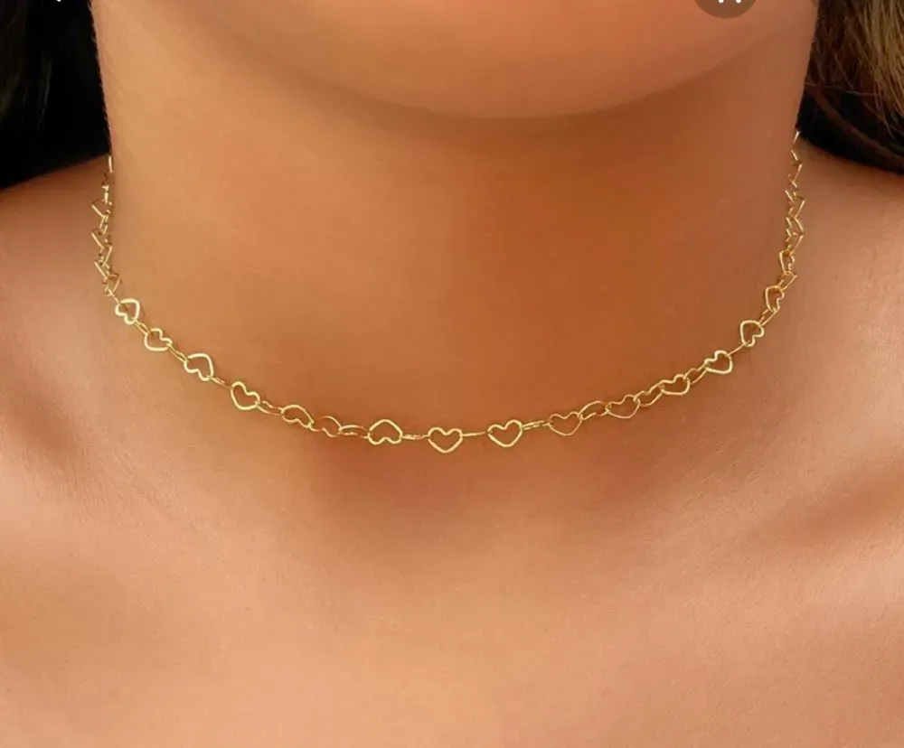 CHOKER DE CORAÇÃO ELO VAZADO