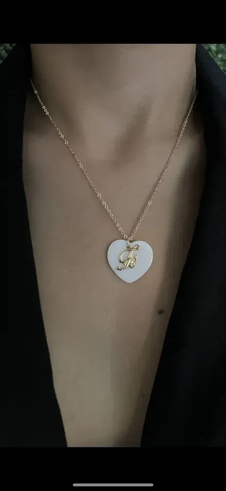 Colar Coração Madrepérola Fé Folheado a Ouro 18k