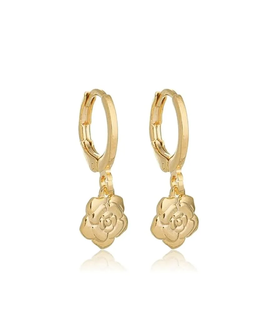 ARGOLINHA PINGENTE FLOR FOLHEADA EM OURO 18K