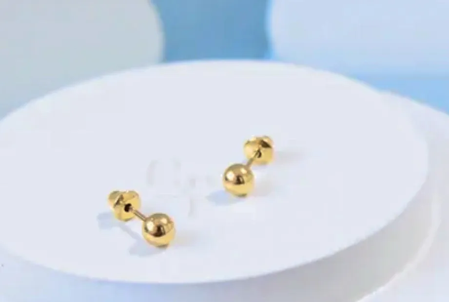 BRINCO BOLINHA DOURADA BANHADA 2MM OURO 18K