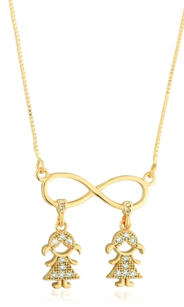 COLAR INFINITO 2 BONECAS FOLHEADO EM OURO18K