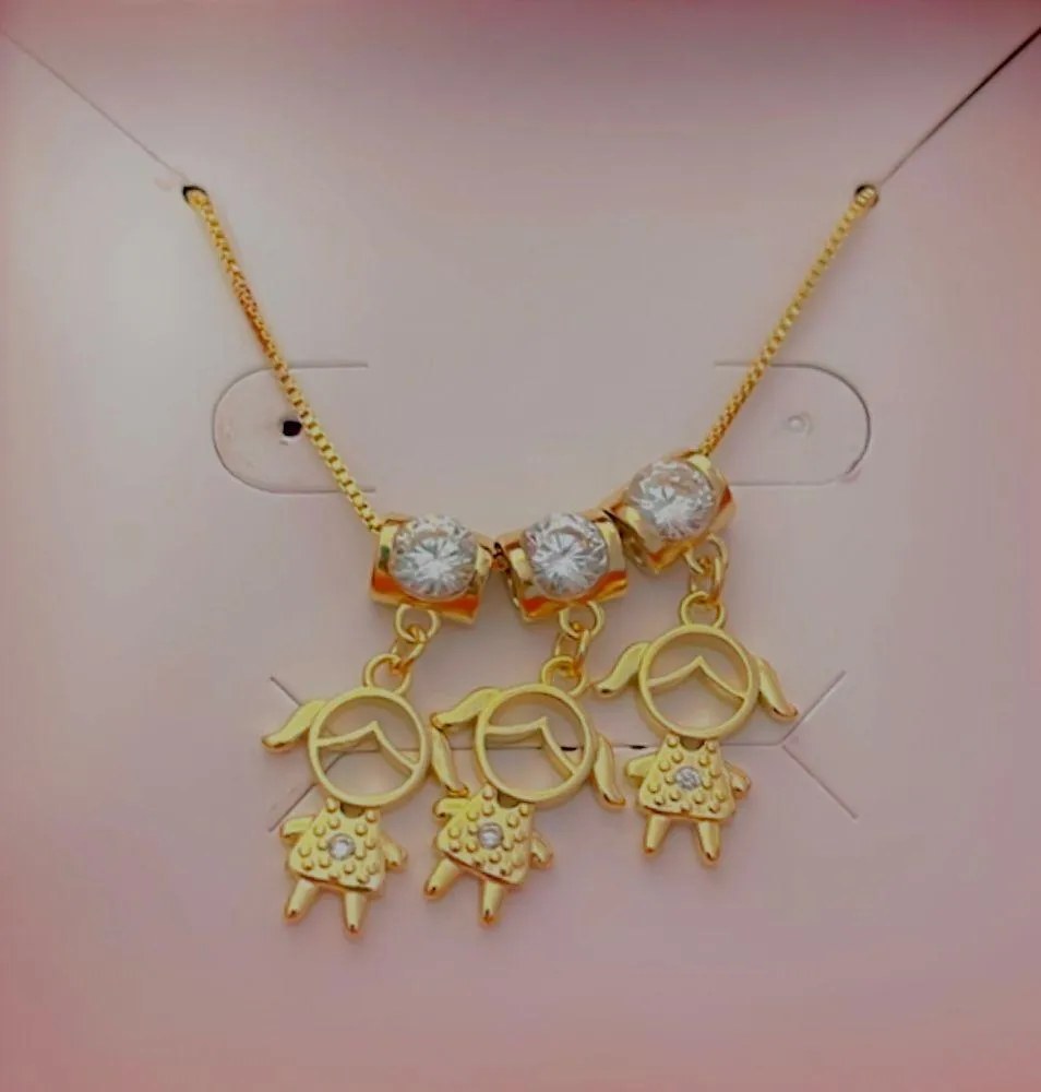 COLAR PEDRA ZIRCÔNIA 3 BONECAS