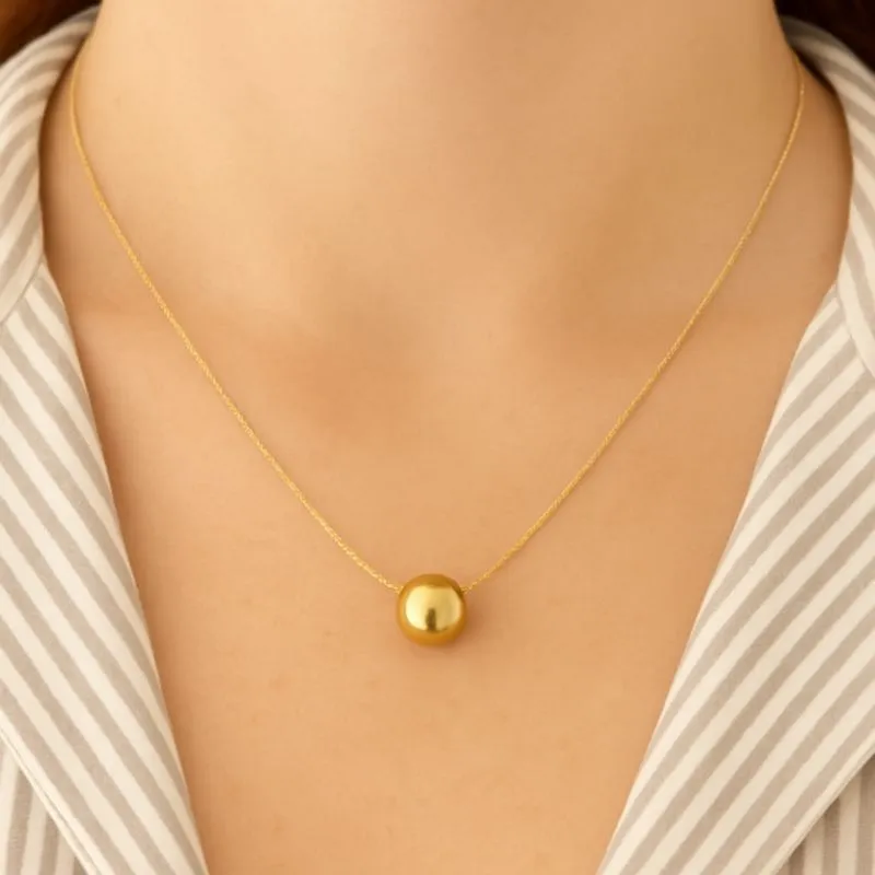 COLAR  BOLA SOLITARIA 5MM FOLHEADO EM OURO 18K