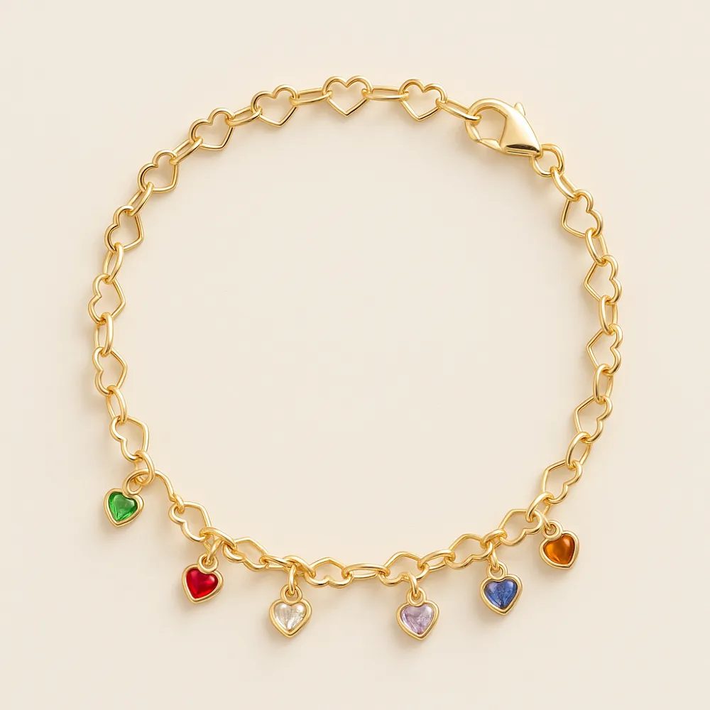 PULSEIRA  PINGENTE CORAÇÕES COLORIDOS