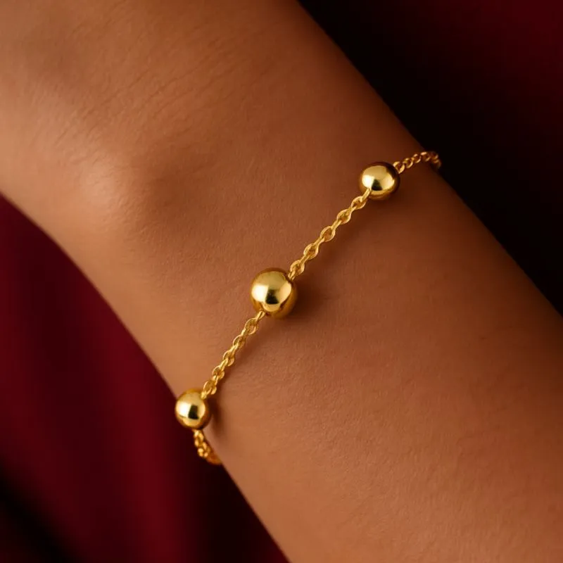 PULSEIRAS COM BOLAS DOURADA 8MM FOLHEADA EM OURO 18K