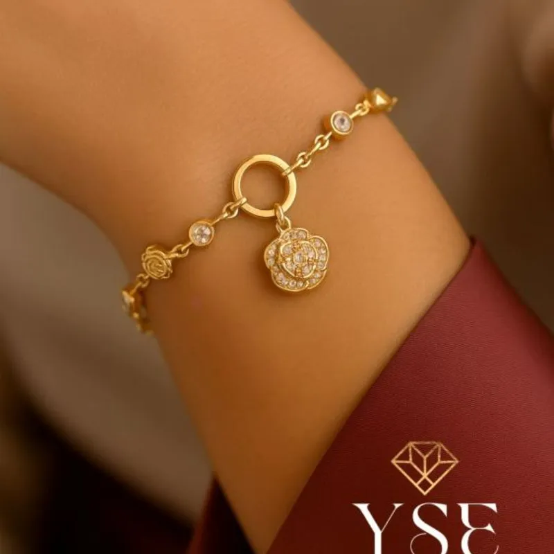 PULSEIRA FLOR COM POTOS DE LUZ ZIRCÔNIAS
